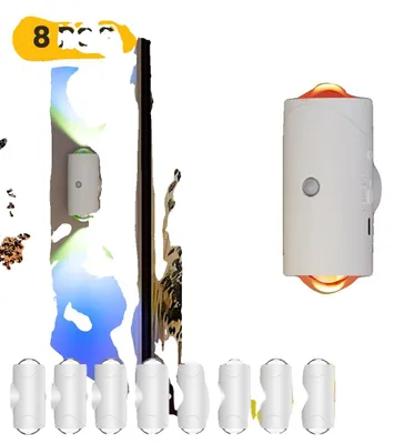 Image de Détecteur de mouvement avec veilleuse, rechargeable, changeant de couleur, blanc, lot de 8