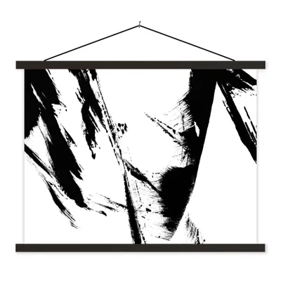 Produktbild von MuchoWow® Textilposter Farbe - Schwarz - Abstrakt 40x30 cm mit schwarzem Rahmen - Dekorationen