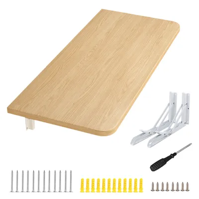 Produktbild von Wandmontierter Klapptisch Klappbarer Wandtisch Platzsparender Schwimmender Schreibtisch Walnussfarbe