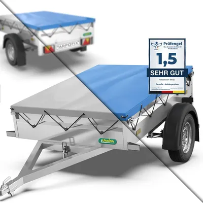 Produktbild von Tarpofix® Anhänger Plane 217x117 cm inkl. Planenseil | Anhängerplane Flachplane aus PVC PLANENMATERIAL | Verstärkte Unsinn Hänger Abdeckplane für 750kg PKW Autoanhänger | Abdeckung Blau