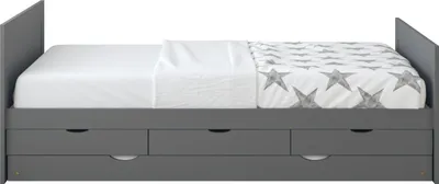 Image de Sunny Eli Lit Gigogne Avec 3 Tiroirs De Rangement Gris, En Bois | 2 Places Pour Chambre Enfant - Sans Matelas - 206,5 X 97 X 75 Cm | Pour Matelas: 90