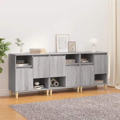 Imagen del producto de vidaXL, Mueble aparador, 3 unidades, color gris Sonoma, 60x35x70 cm, material: tablero de partículas