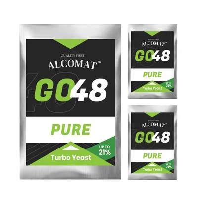 Produktbild von Alcomat GO 48 PURE Turbo Hefe | Vitaminen und Mikronährstoffen | Alkohol Brennhefe | Gärhefe Hefe | auf 25 Liter, 3er Set