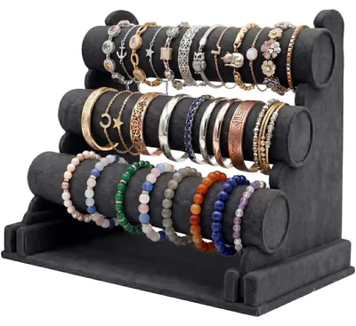 Produktbild von Schmuckhalter Schmuckturm Kettenhalter - Samtbezug - Organizer für Armbänder und Ketten