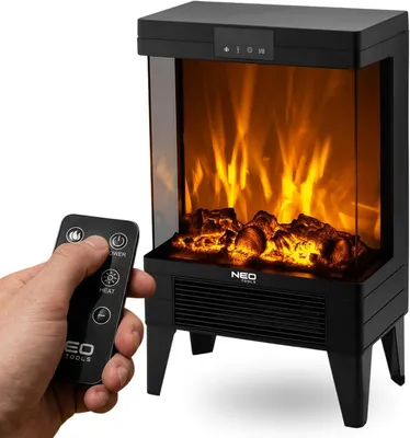 Obrázok produktu pre NEO TOOLS Elektrický krb, 2000W, vykurovací ventilátor, efekt plameňa, diaľkové ovládanie, časovač