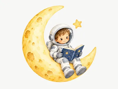 Muursticker Grote Lezende Astronaut: Ontwerp