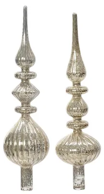 Produktbild von Decoris Weihnachtsbaumspitze Glas silber antique shiny 35cm Dekoration