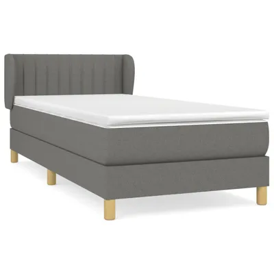 Image de vidaXL Lit boxspring avec matelas gris foncé 90x200 cm Tissu