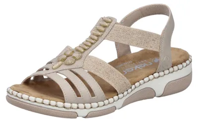 Produktbild von Rieker Damen Sandale sportlich mit maritimen Perlen und Gummizug 66201, Größe:40 EU, Farbe:Beige