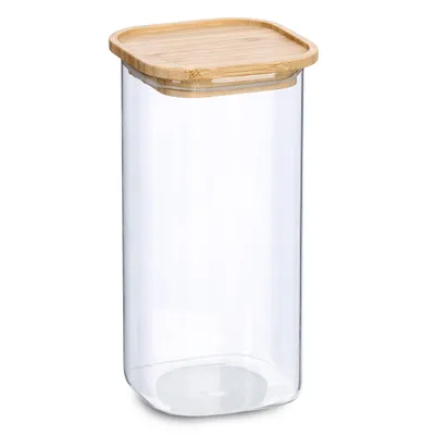Produktbild von Zeller Vorratsglas m. Bambusdeckel, 1570 ml, Borosilikat Glas / Bambus / Silikon, transparent, ca. 10 x 10 x 22 cm