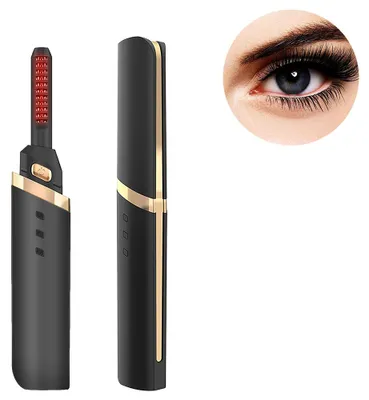 Produktbild von Beheizbare Wimpernzange – Wiederaufladbare elektrische Wimpernzange mit USB-Anschluss und Wimpernbürste für schnelles, natürliches Wimpernstyling und 24 Stunden Halt, Schwarz