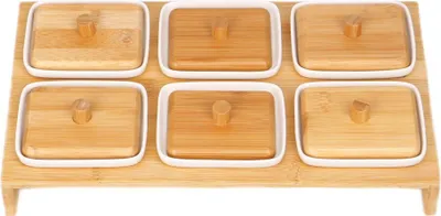 Produktbild von 6-teiliges Bambus Snackschalen-Set mit Deckel – Stilvoll & Praktisch