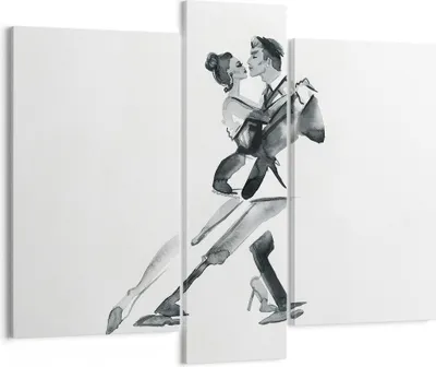 Produktbild von Bild auf Leinwand - Leinwandbild - 3 Teile - Tango Zeichnen Schwarzweiß - 95x80cm - Wand Bild - Wanddeko - Wandbilder - Leinwanddruck - Bilder - Wanddekoration - Leinwand bilder - CB95x80-4300