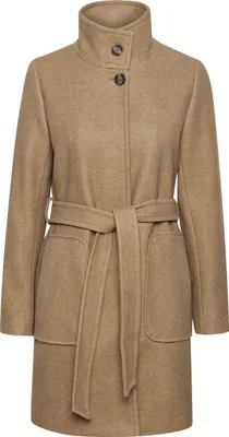 Produktbild von b.young BYCILIA Damen Wintermantel Wollmantel Winterjacke mit Stehkragen Gürtel aufgesetzte Taschen