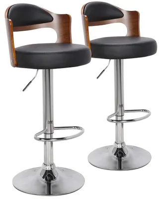 Image de MENZZO Lot de 2 chaises de bar Ruben Bois Noisette & Noir