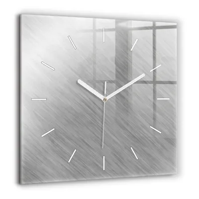 Obrázek produktu pro Wallfluent Hodiny - Skleněné Nástěnné Hodiny - Tichý Křemenný Pohyb - Nástěnná Dekorace Kuchyně Ložnice - Bílé Ručičky Hodin - 60x60 cm - Kovová stěna