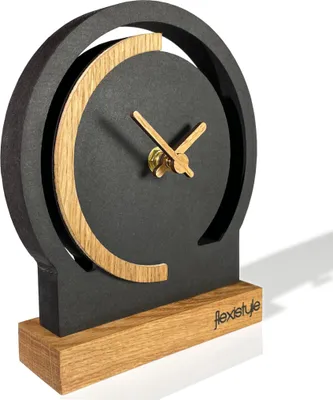 Produktbild von Modern standuhr tischuhr klein aus Holz Eiche Wohnzimmer Badezimmer Uhr Holz tischuhren holzuhr Tisch Uhr tischuhr modern standuhr Clock schwarz