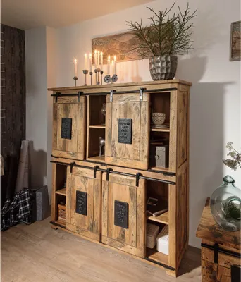 Produktbild von MASSIVMOEBEL24 Highboard Mango 150x45x160 natur lackiert RAILWAY #125