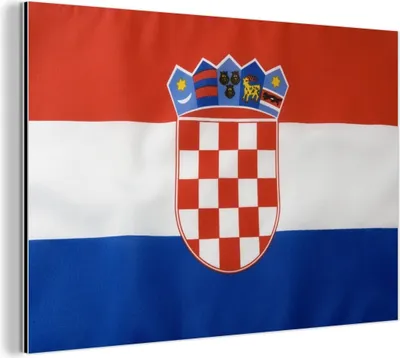 Obrázok produktu pre Nástenná dekorácia Kovový kovový obraz Wall Art 150x100cm Fotografia chorvátskej vlajky Muchowow Hliníkové obrazy