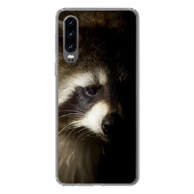 Produktbild von MuchoWow® Handyhülle Schutzhülle Hülle für Huawei P30 Waschbär - Wilde Tiere - Schwarz Silikon Softcase Handy Hülle - Kartenbesitzer