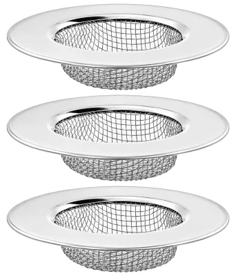 3er Set Abflusssieb aus Edelstahl, 6,4 cm, Spülsieb