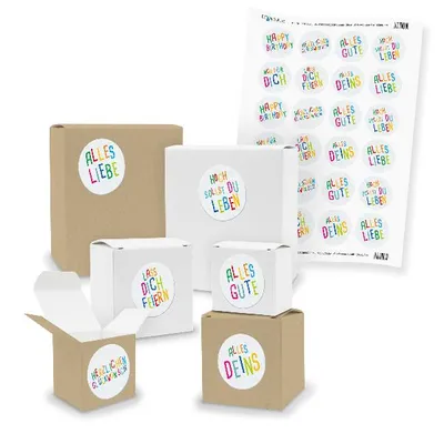 Produktbild von itenga SET Glückwünsche Kids (Motiv 77 V03) 24x kleine Geschenkboxen mit Sticker