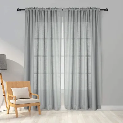Voile Gardinen 2er Set, 140x183 cm, Grau, Stangentasche