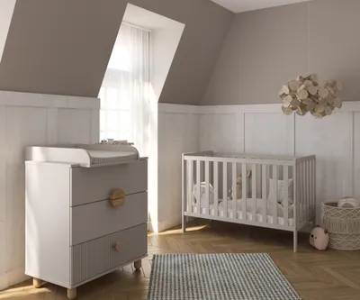Produktbild von ZEEBRA, Kommode Wickeltisch, Kinderbett Bambi 120x60 mit Wickelaufsatz, Kaschmir