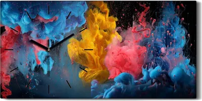Produktbild von Wanduhr Bürouhr Leinwand Bild Geräuschlos 60x30 Malerei Abstrakte Kunst - schwarze Hände