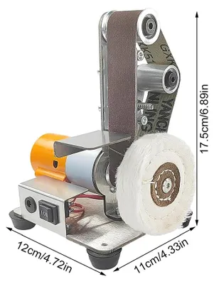 Produktbild von Mini-Tischschleifmaschine - Elektrische Bandschleifmaschine - Edelstahl - Für Holzbearbeitung - Schleifen und Polieren - 1 Set