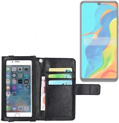 Produktbild von K-S-Trade Handy Hülle Schutz Hülle Kompatibel mit Huawei P30 lite New Edition Case mit Displayschutz / Schutzfolie Flip Cover Wallet case Etui