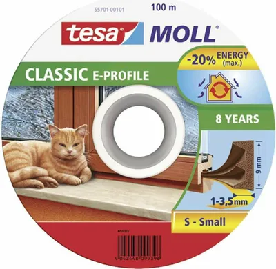Image de Joint tesamoll profil E, 9 mm, marron, longueur 100 m, pour fenetres et portes, marron