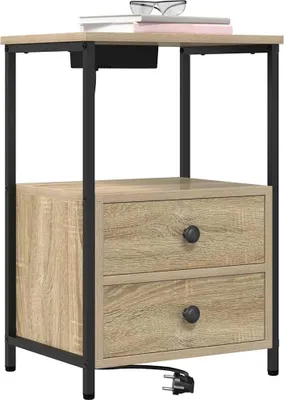 Image de vidaXL Table de chevet, lot de 2, chêne Sonoma, 40 x 31 x 60 cm, bois aggloméré