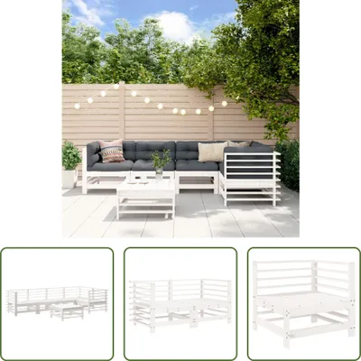 Produktbild von The Living Store 6-tlg. Garten-Lounge-Set Weiß Massivholz Kiefer