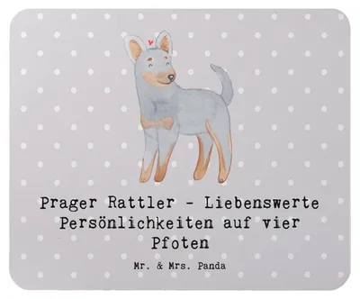 Produktbild von Mr. & Mrs. Panda Mouse Pad Prager Rattler - Grau Pastell - Geschenk, pc mauspad, Hunderassen Vielfalt, loyaler Freund, mousepad, Hunde, Charakter, Familienhund, lebhafte
