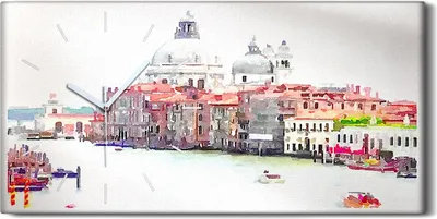 Produktbild von Wanduhr Bürouhr Leinwand Bild Geräuschlos Kunstdruck 60x30 Venedig Italien Stadt - weiße Hände