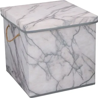Produktbild von Aufbewahrungsbox faltbar 31x31x31cm mit Deckel und Griffen Marmor Optik Faltbox