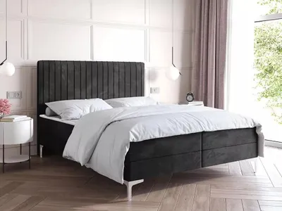 Produktbild von Kontinentales Bett 90x200 HACINA mit Stauraum - schwarz