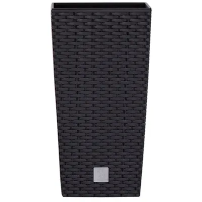 Produktbild von Pflanztopf aus Kunststoff H 50 cm - Ø 26,5 cm , wetterfest im stilvollen Rattan-Look - Pflanzsäule - Blumentopf - Blumenübertopf - Blumentopf