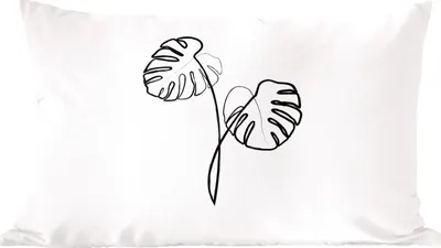 Produktbild von MuchoWow® Zierkissen Sofakissen Wohnzimmer Dekokissen 60x40 cm Monstera - Pflanzen - Strichzeichnung - Kopfkissen - Polster mit Foto