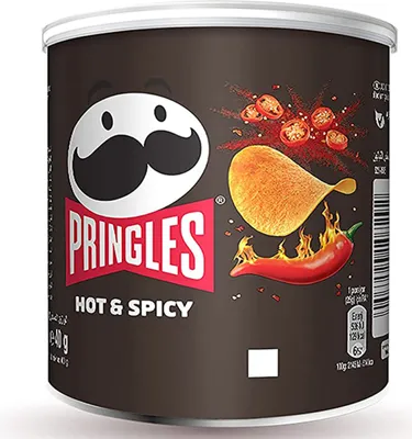 Verpackungsbild Pringles Hot und Spicy Stapelchips würzig und scharf im Geschmack 40g