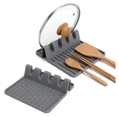 Produktbild von 2er Set Silikon Kochlöffelablagen, Küchenhelfer für Utensilien und Besteck