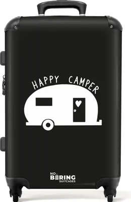 Produktbild von NoBoringSuitcases.com® Großer Koffer - Wohnwagen - Urlaub - Schwarz - Weiß - Zitate - Kombinationsschloss TSA - Hartschalen Trolley 4 Rollen - 72 liter - Reisekoffer - 66 cmKoffer Mittelgroß 67x43x25 cm, 72L,