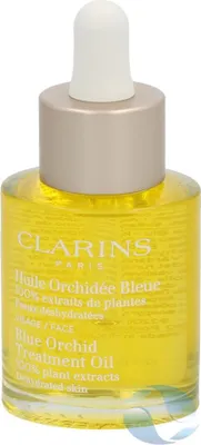 Produktbild von Clarins Blue Orchid Face Treatment Oil, 30 ml, Frauen, Universal, Feuchtigkeitsspendend, Weichmachend, Beruhigend, Tropfflasche, CORYLUS AVELLANA (HAZEL) SEED OIL, POGOSTEMON CABLIN OIL, LINALOOL, PARFUM/FRAGRANCE, LIMONENE,...
