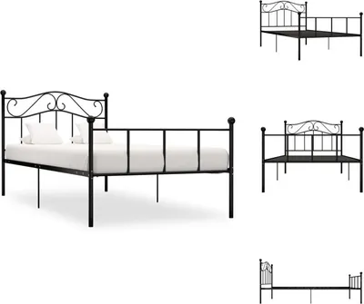 Image de vidaXL Cadre de lit noir métal 100 × 200 cm - Lits & sommiers