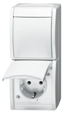 Produktbild von Busch-Jaeger 2601/6/20 EW-54, CEE 7/3, 2P+E, Weiß, IP44, CE, 250 V