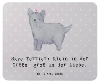 Produktbild von Mr. & Mrs. Panda Mousepad Skye Terrier Liebe - Grau Pastell - Geschenk, Hunderassen, Beschreibung, mauspad pc, weiches Fell, bedingungslose, Hunderasse, mousematte, treu