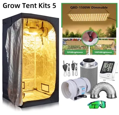 Produktbild von Hydroponische Growbox - Komplettes Anzuchtset - Vollspektrum-LED-Pflanzenlampe - 50 x 50 x 100 cm - Montage erforderlich