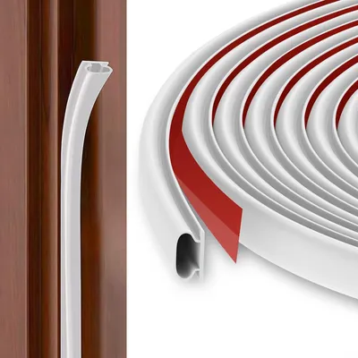 Imagen del producto de Burlete de puerta - Perfil en D - Autoadhesivo - 6 m - Blanco - Para rendijas de 2,5 a 6 mm