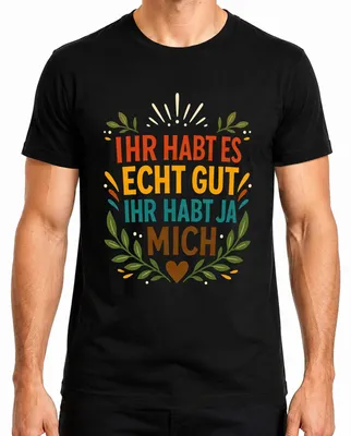 Zdjęcie produktu dla Koszulka męska "Macie to dobrze, macie mnie", czarna, rozmiar 3XL. (Styl: zabawne, sarkastyczne)